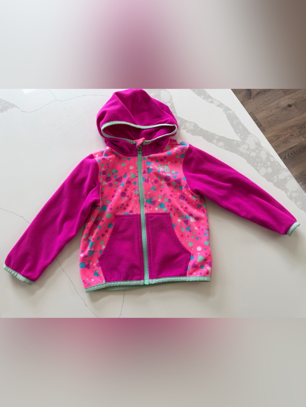 The North Face Pink & Teal Kids Fleece Hoodie